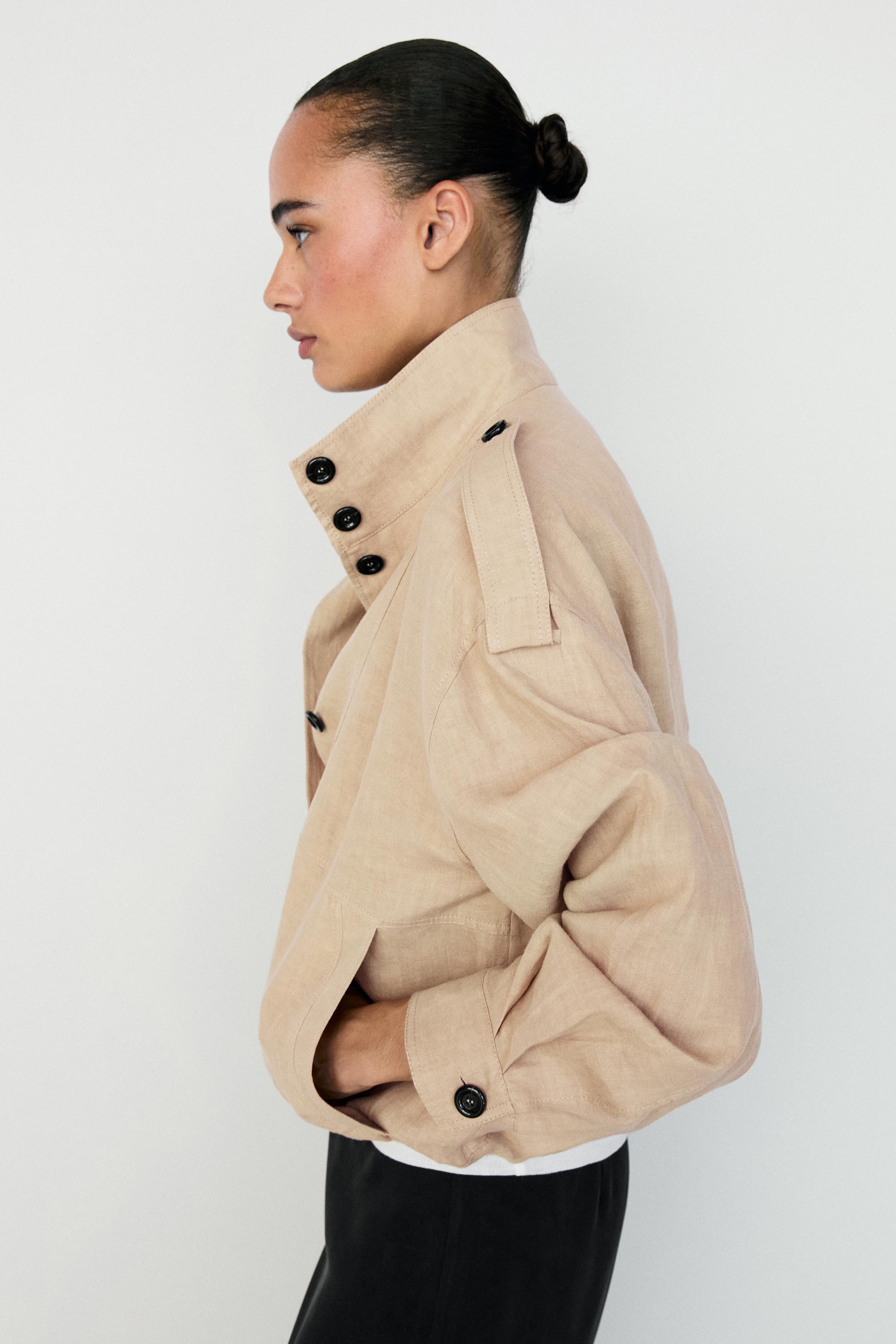 100% linen fluid bomber jacket